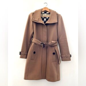 Size 4 | Burberry Brown Trench Coat with Belt Wool/Cashmere Blend